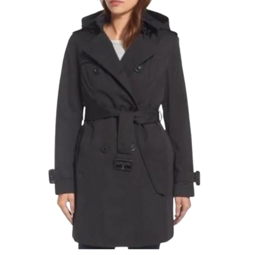 London Fog Black Trench Coat with Belt